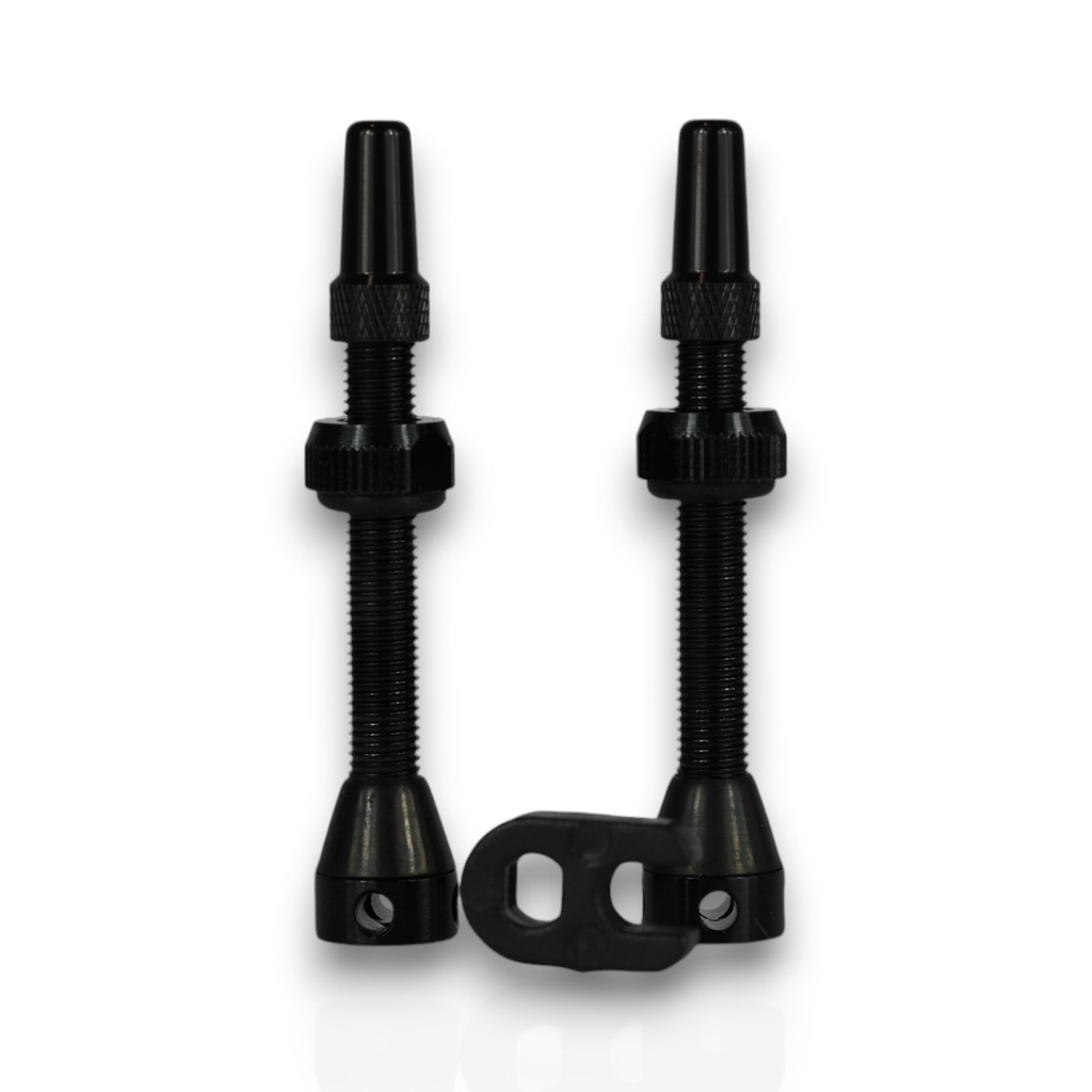 PACK 2 VALVULAS ALUMINIO NEGRO MOUSE 50mm + REMOVER